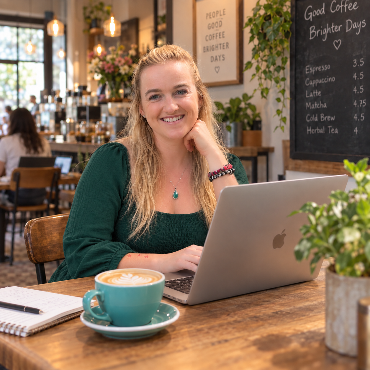 Johanna working in a café