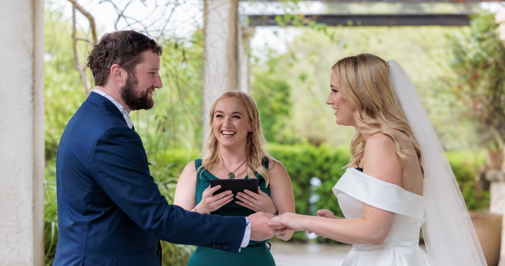 Johanna officiating a wedding ceremony
